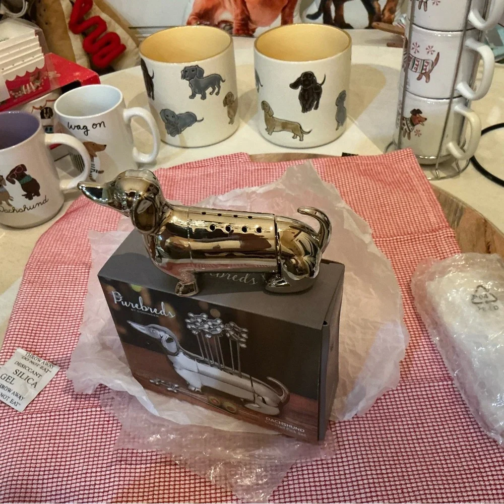 Classic Godinger Dachshund Cocktail Pick and stand Set - Party or decor